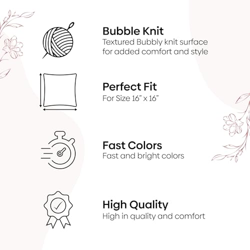 haus & kinder Decorative Embroidered Cushion Cover | Knitted Decorative Cushion Covers for Sofa, Living Room | 100% Cotton 210TC - Image 5