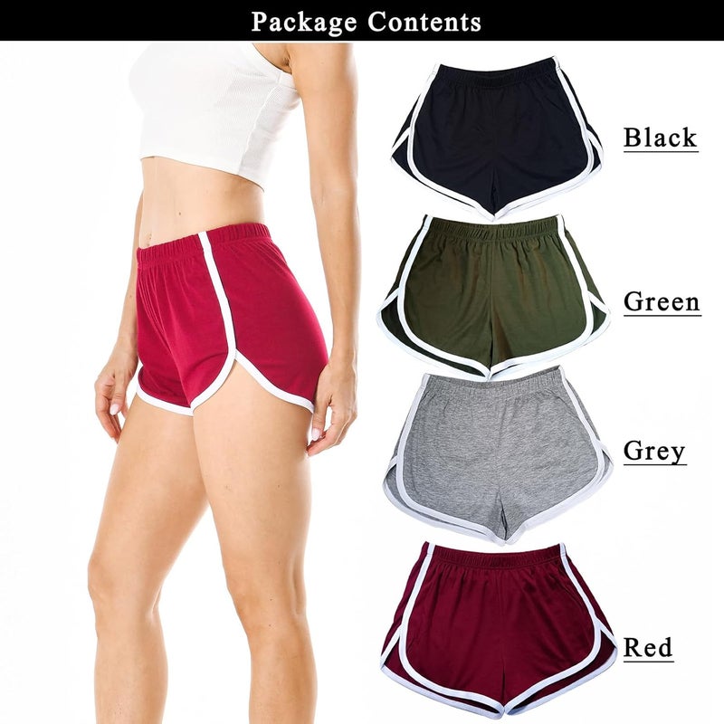 Cameway Store 4 Pack Women's Cotton Yoga Dance Short Pants Sport Shorts Summer Athletic Cycling Hiking Sports Shorts - Image 2