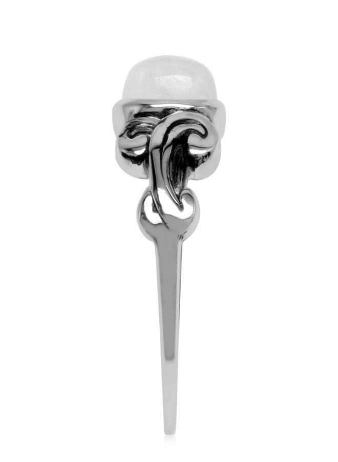 Silvershake 8X6mm Natural Oval Shape Moonstone 925 Sterling Silver Victorian Style Ring Size 8.5 - Image 3