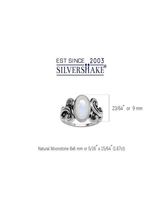 Silvershake 8X6mm Natural Oval Shape Moonstone 925 Sterling Silver Victorian Style Ring Size 8.5 - Image 2