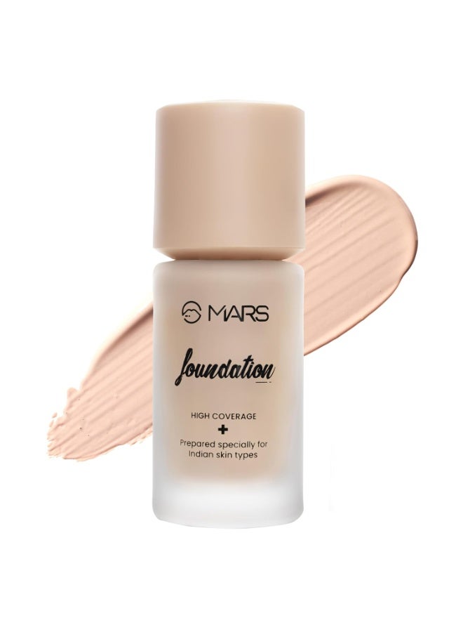 MARS SPF50 PA++++ High Coverage Liquid Foundation | Blemish Free & Blendable Foundation for Makeup (40ml) (SHADE-02) - Image 3