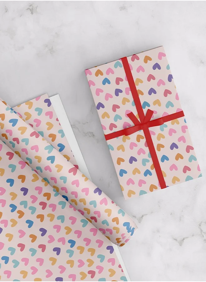 Share the Love Heart Wrapping Paper Pack – 4 Sheets (50 cm x 70 cm Each)