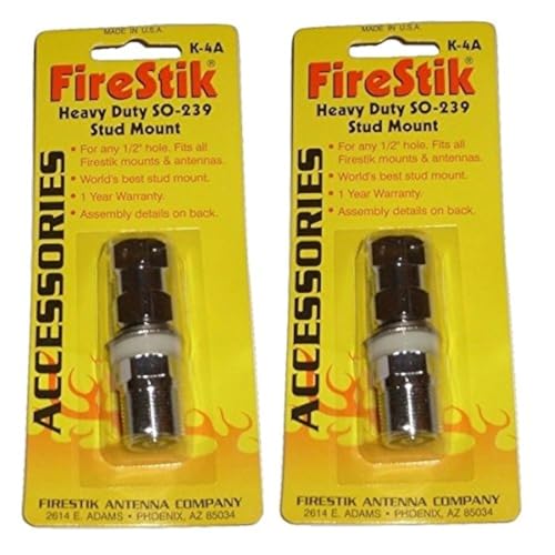 FireStik (2) FIRESTIK K-4A Heavy Duty CB Radio Antenna Stud MONTAGEM SO-239 - Image 1