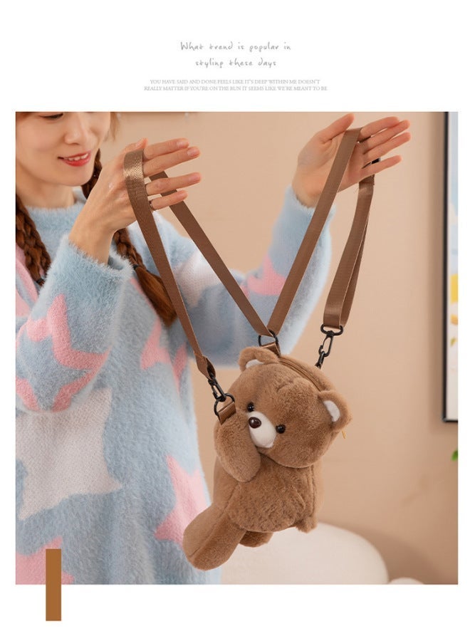 حقيبة دب لطيف محشوة بحجم 30 سم - حقيبة قابلة للارتداء بالكتف أو بشكل مائل، هدية عيد ميلاد للصديقة الحميمة، مفاجأة للأطفال - Image 5