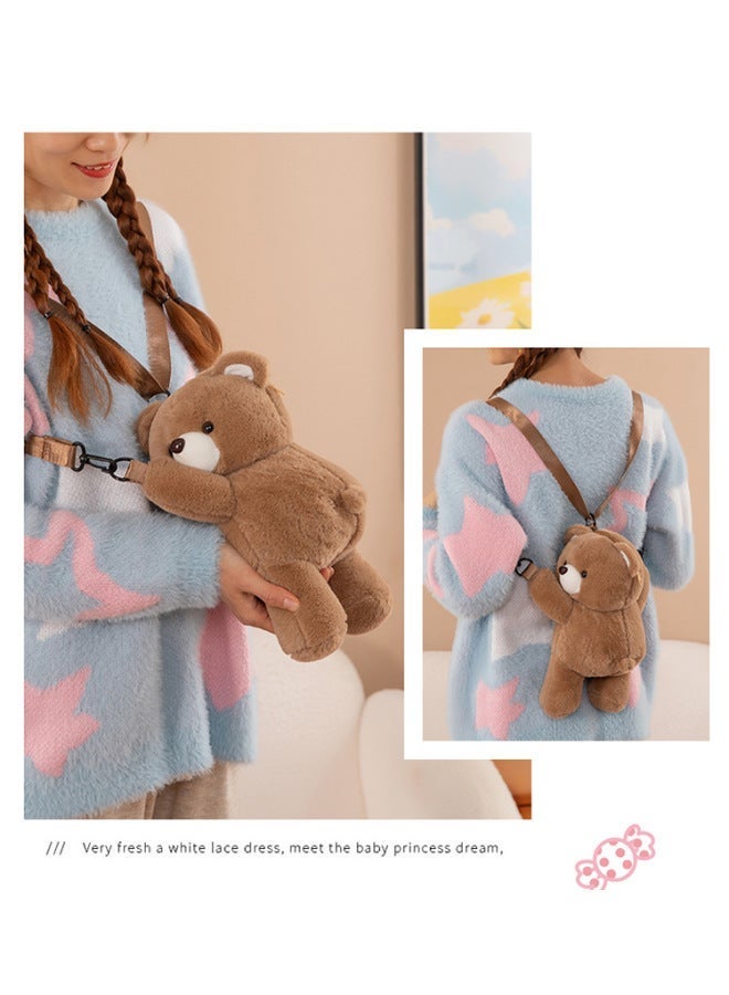 حقيبة دب لطيف محشوة بحجم 30 سم - حقيبة قابلة للارتداء بالكتف أو بشكل مائل، هدية عيد ميلاد للصديقة الحميمة، مفاجأة للأطفال - Image 4