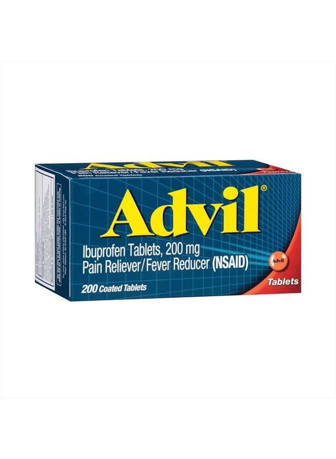Advil مسكن للألم وخافض للحرارة، دواء مسكن للألم مع إيبوبروفين 200 ملغ لصداع الرأس، آلام الظهر، آلام الحيض وتخفيف آلام المفاصل - 200 قرص مغلف - Image 1