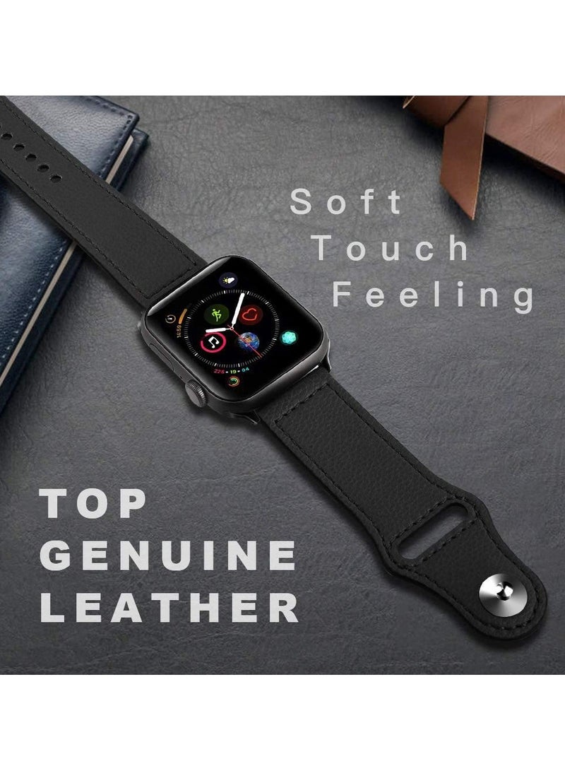 O Ozone (Pack of 3) Leather Straps Compatible With Apple Watch Series 10 | 9 | 8 | 7 | 6 | SE | 5 | 4 | 3 | 2 |1, 38/40/41/42mm, Genuine Leather Replacement Smartwatch Wristband For Men Women- Black/Brown/Dark Brown - Image 5