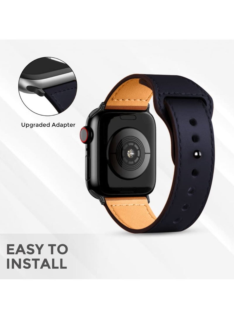 O Ozone (Pack of 3) Leather Straps Compatible With Apple Watch Series 10 | 9 | 8 | 7 | 6 | SE | 5 | 4 | 3 | 2 |1, 38/40/41/42mm, Genuine Leather Replacement Smartwatch Wristband For Men Women- Black/Brown/Dark Brown - Image 3