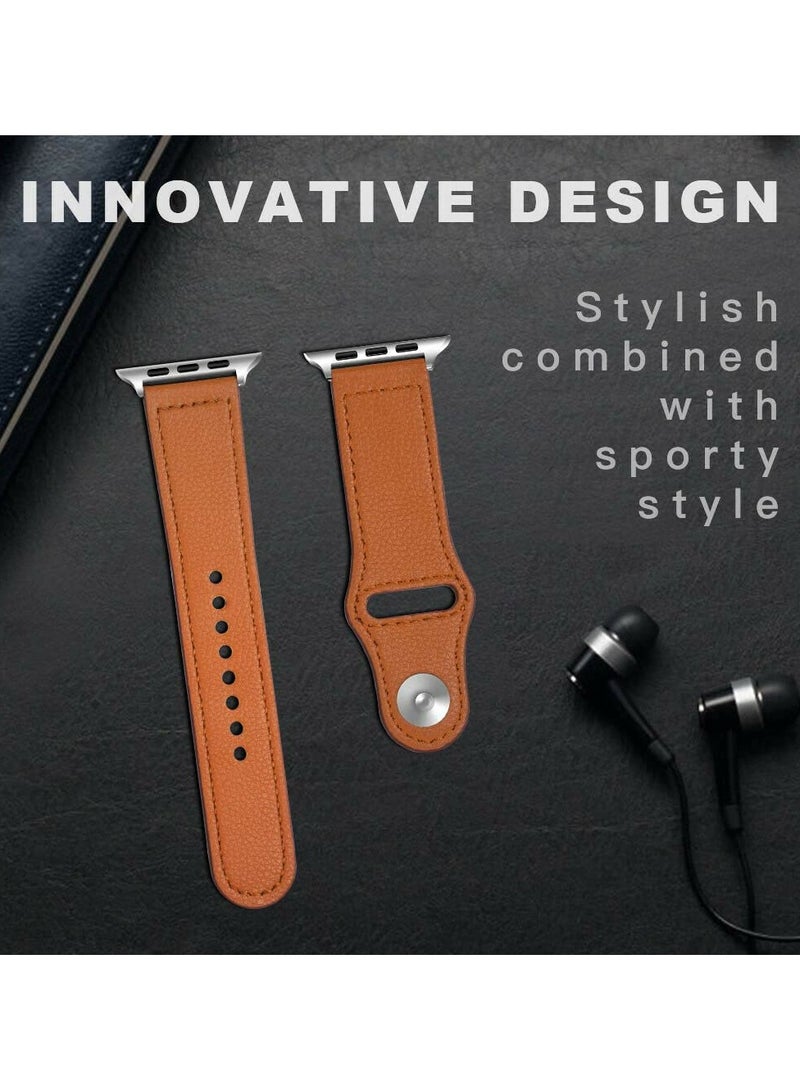O Ozone (Pack of 3) Leather Straps Compatible With Apple Watch Series 10 | 9 | 8 | 7 | 6 | SE | 5 | 4 | 3 | 2 |1, 38/40/41/42mm, Genuine Leather Replacement Smartwatch Wristband For Men Women- Black/Brown/Dark Brown - Image 4