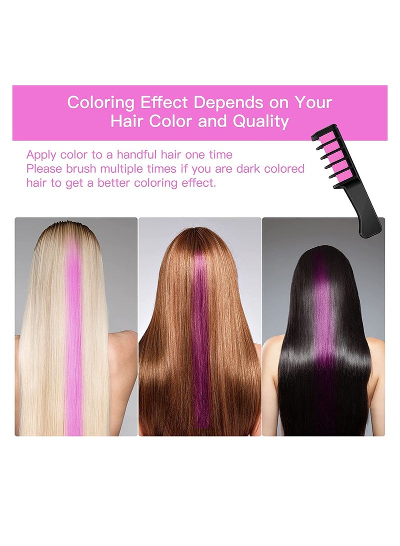 KASTWAVE Mini Hair Color Comb, New Hair Chalk Comb Temporary Washable Hair Color Dye DIY Hair Color for Girls Kids New Year Birthday Party Cosplay, Girls Gifts (Blue, Yellow, Purple, Red, Green, Pink)  - Image 3