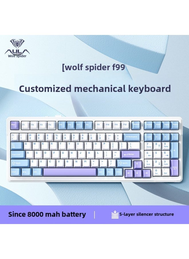 Generic AULA Tarantula F99 Customized Mechanical Keyboard Gasket Structure Full Key Hot Plug Three Mode Gaming Keyboard-Color:Star Condensation Cloud Active Axis PC Positioning Board (Lower Light Position)  - Image 2