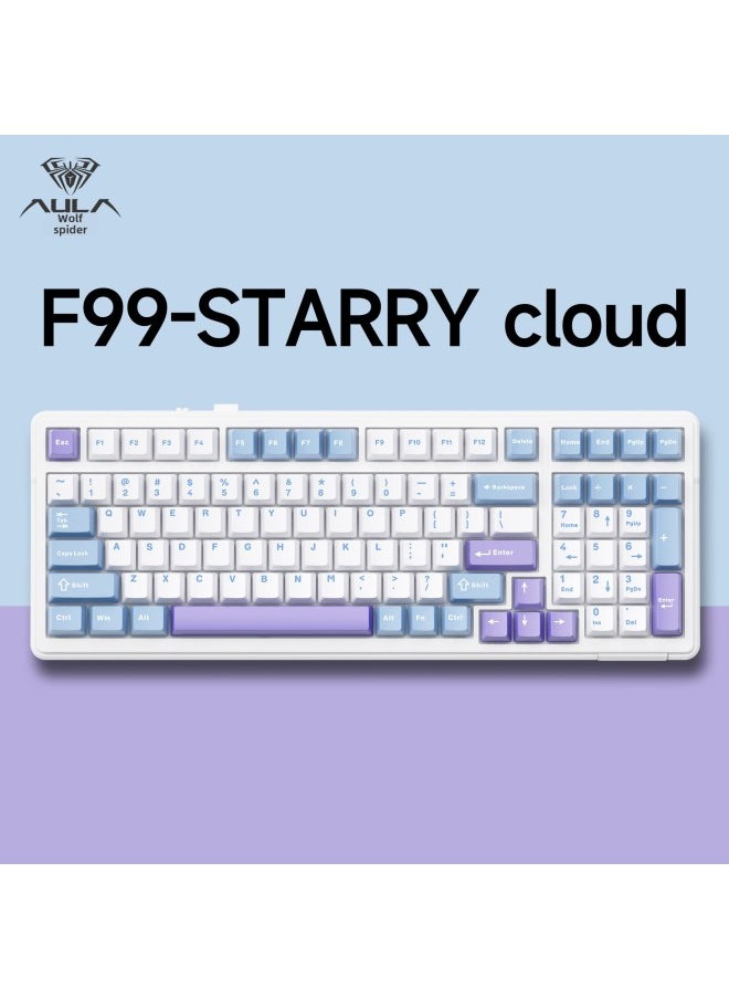 Generic AULA Tarantula F99 Customized Mechanical Keyboard Gasket Structure Full Key Hot Plug Three Mode Gaming Keyboard-Color:Star Condensation Cloud Active Axis PC Positioning Board (Lower Light Position)  - Image 1