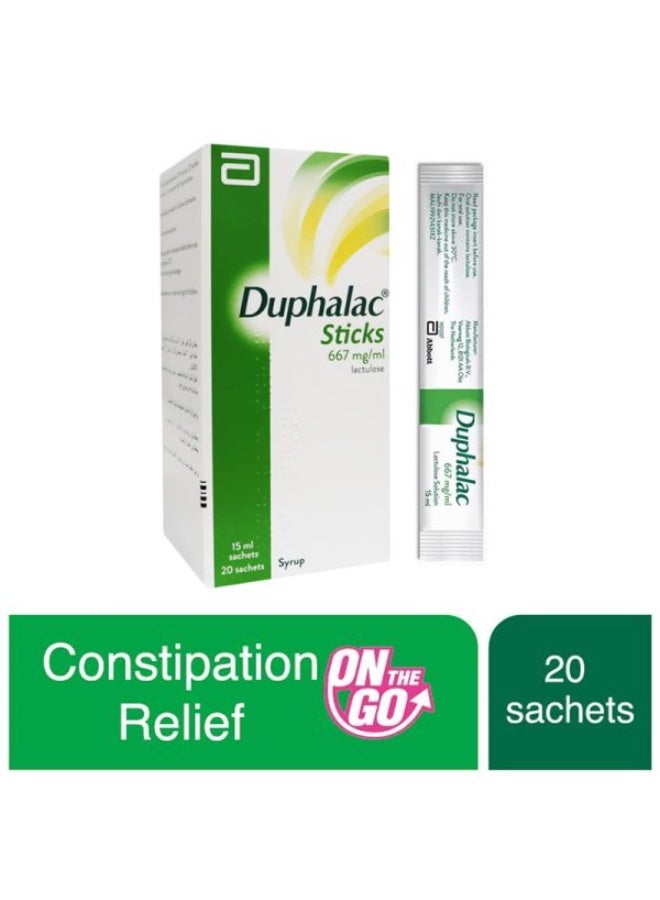 Duphalac Sticks Syrup 667 mg/ml for Constipation Relief, 20 Sachets