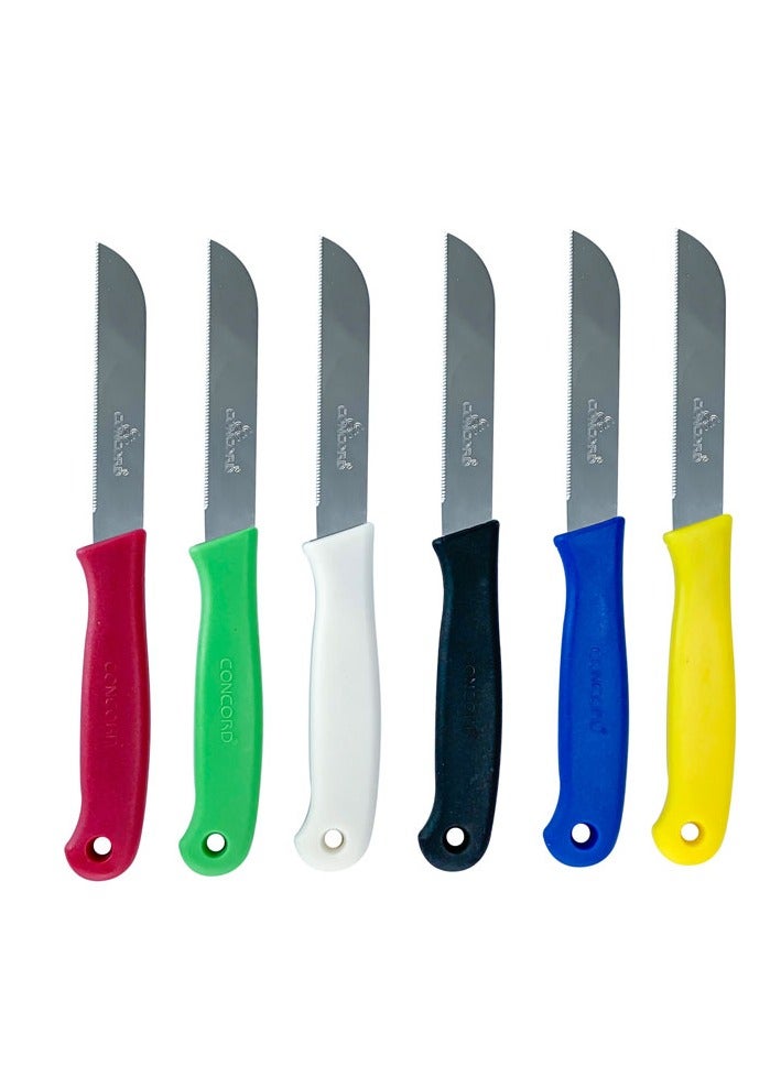 CONCORD 3 Piece Kitchen Knife Set, Stainless Steel Blade, Comfortable Grip Handle, Non Slip & Light Weight Kitchen Knives for Daily Use, Multicolor - Image 2