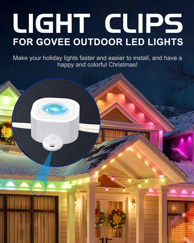 Dnshorix Light Clips For Govee Outdoor Lights H706  120 Pcs Mounting Brackets For Govee Pro Outdoor Lights  Install Firmly  Replace 3M Glue  For Govee Pro Permanent Outdoor Lights Extension (White) - Image 3