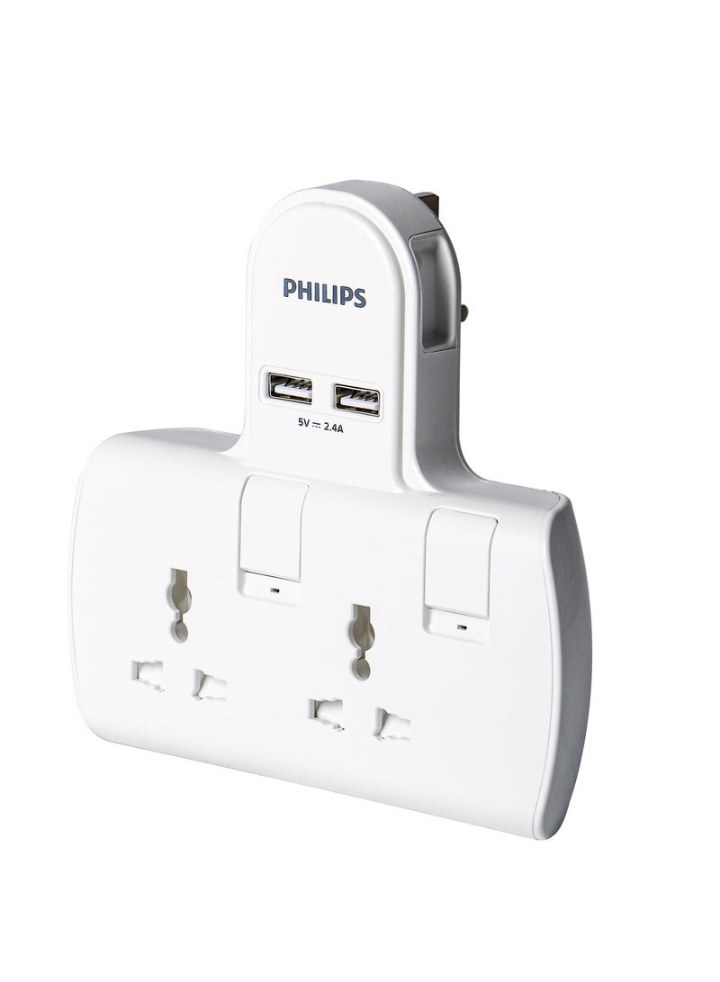 Philips 13A Adapter with Individual Switch With 2USB port - Image 1