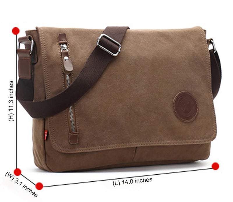 HuaChen Vintage Canvas Messenger Bag,Travel Shoulder Satchel Unisex Crossbody Purse Bookbag for 14 Inch Laptop - Image 2