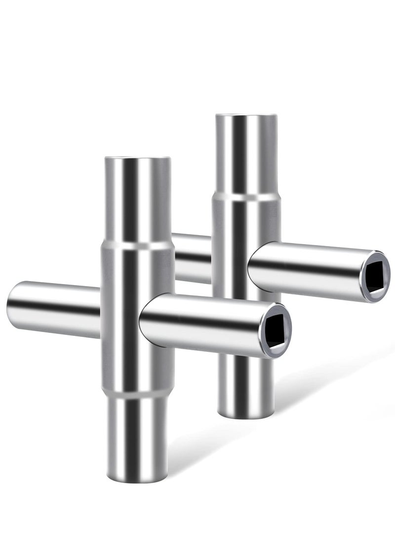 Excefore 2 Pcs Silver Water Key Steel Sillcock Wrench, 4  Way Sillcock Key Wrench, Suitable for Sillcocks Faucets Valves Spigots,1/4", 9/32", 5/16", 11/32" - Image 1