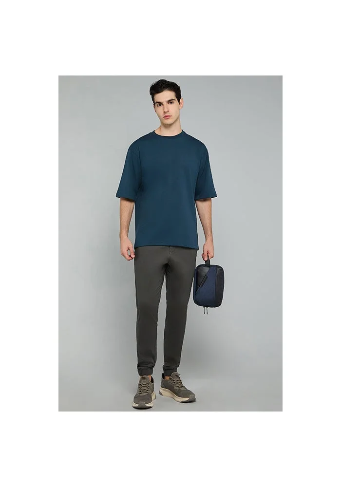 أر أند بي Solid T-Shirt with Crew Neck and Short Sleeves