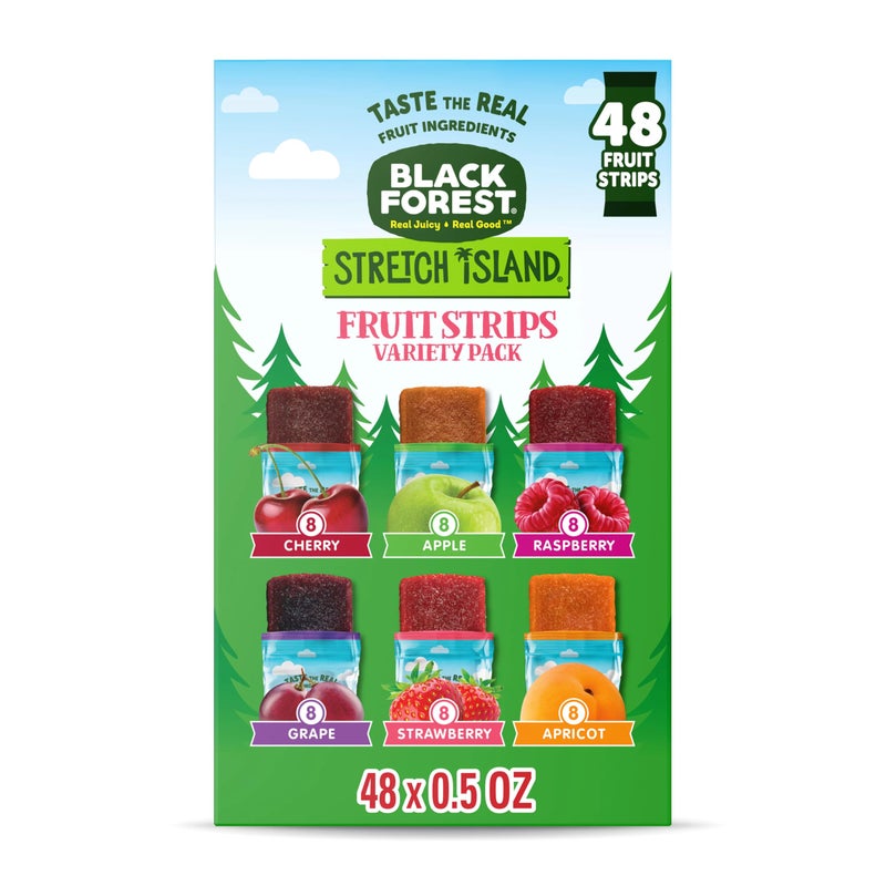 Black Forest, Stretch Island, Fruit Strips, Cherry, Apple, Raspberry, Grape, Strawberry, and Apricot, Zero Grams Added Sugar Non-GMO, 48 ct - Image 1