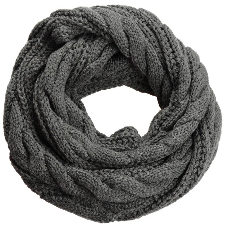 NEOSAN Womens Thick Ribbed Knit Winter Infinity Circle Loop Scarf Twist Charcoal - Image 1