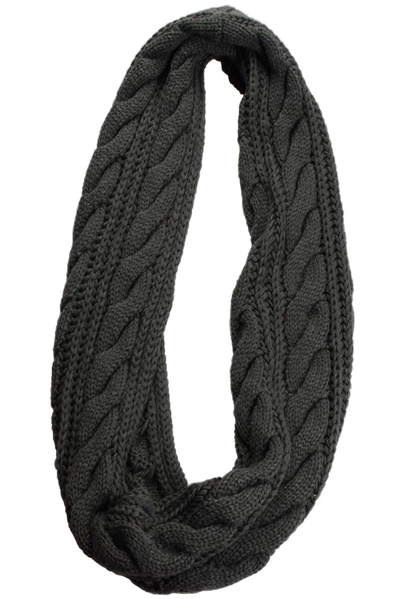 NEOSAN Womens Thick Ribbed Knit Winter Infinity Circle Loop Scarf Twist Charcoal - Image 2