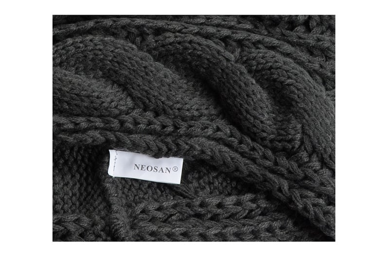 NEOSAN Womens Thick Ribbed Knit Winter Infinity Circle Loop Scarf Twist Charcoal - Image 4