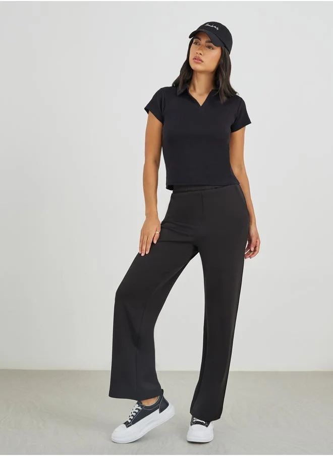 Styli Styli Scuba Wide Leg Elasticated Waistband Joggers