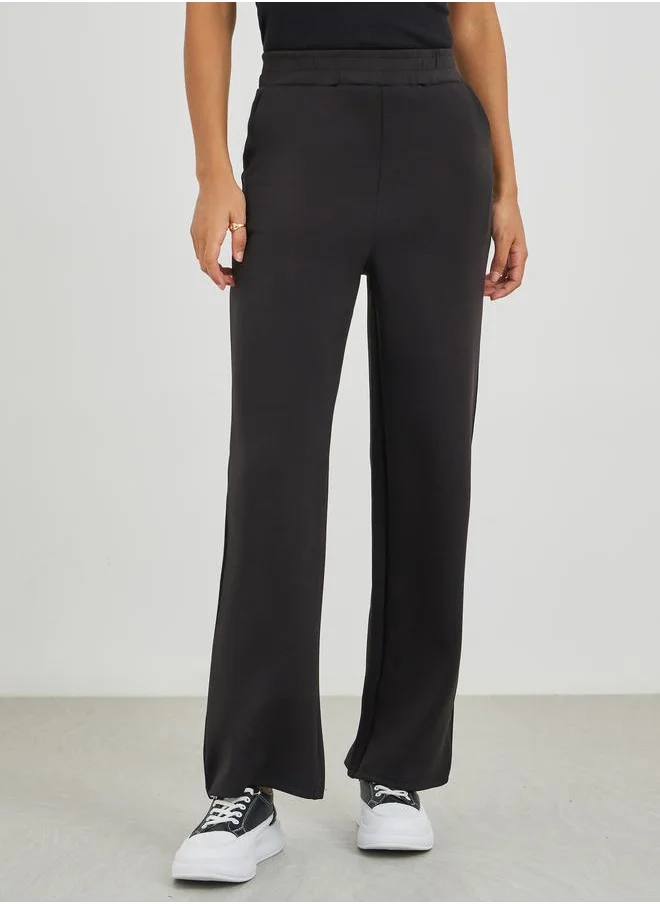 Styli Styli Scuba Wide Leg Elasticated Waistband Joggers