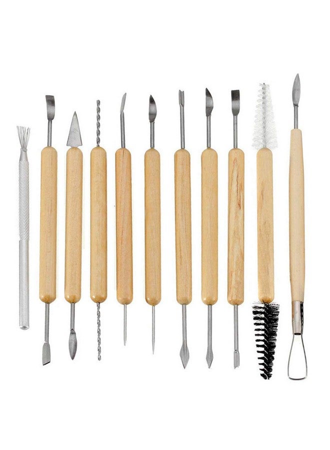 Home Buy HOME BUY Ceramic 11 Pcs Wooden Handle Clay Carving Pottery Sculpting Tools for Art and Craft  - Image 2