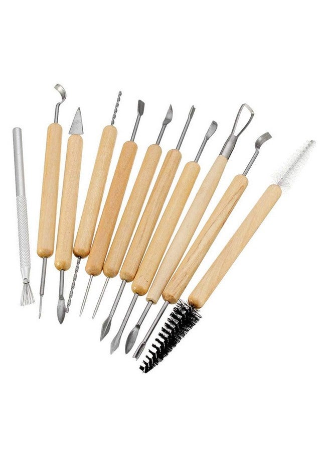 Home Buy HOME BUY Ceramic 11 Pcs Wooden Handle Clay Carving Pottery Sculpting Tools for Art and Craft  - Image 3