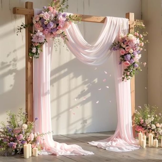 PARTISKY Wedding Arch Draping Fabric, 1 Panel 28" x 19Ft Blush Arch Drapes Sheer Backdrop Curtain for Wedding Ceremony Party Ceiling Decor - Image 3