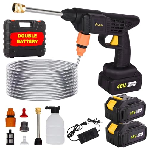 Pivalo 48V Double Battery Cordless High Pressure Washer with Adjustable 3 in 1 Nozzle, 5M Hose Pipe & Foam Cannon Portable Water Sprayer Gun Machine for Car Washing & Bike Cleaning (Black & Yellow) - Image 1
