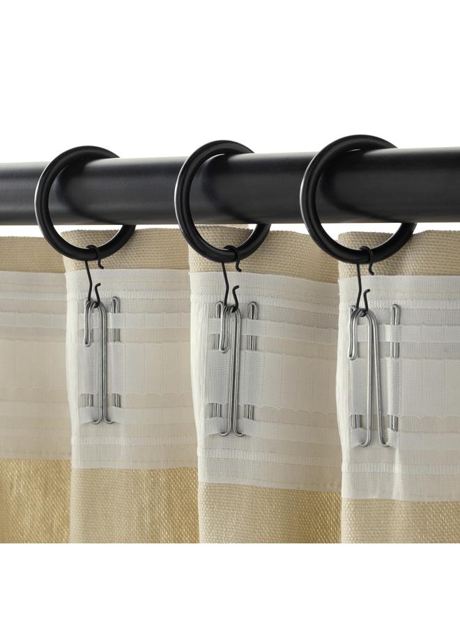 Curtain ring with clip and hook, black, 38 mm  - Image 2