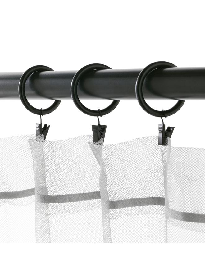 Curtain ring with clip and hook, black, 38 mm  - Image 3