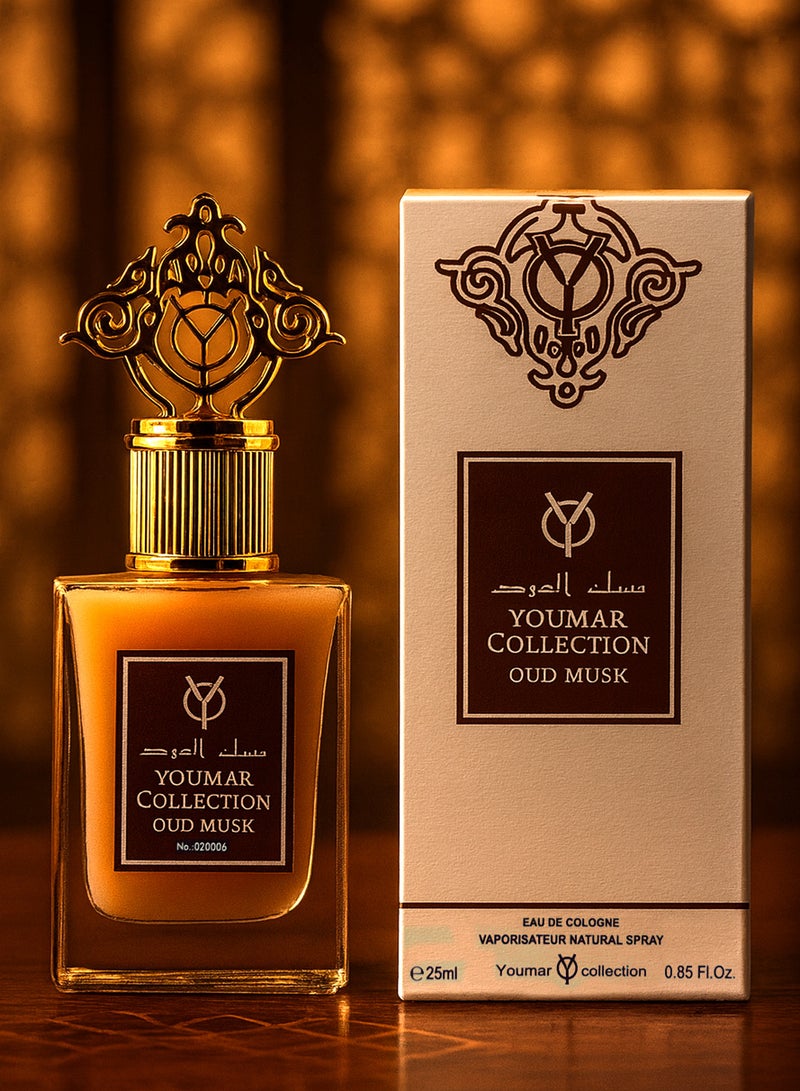 يومار عطر فاخر للجنسين من مجموعة يومار، عود مسك، 25 مل | عطر يدوم طويلاً للجنسين بنفحات منعشة من العود والمسك الحار مع لمسة خشبية وحيوانية عميقة | أفضل عطر للرجال والنساء - Image 1