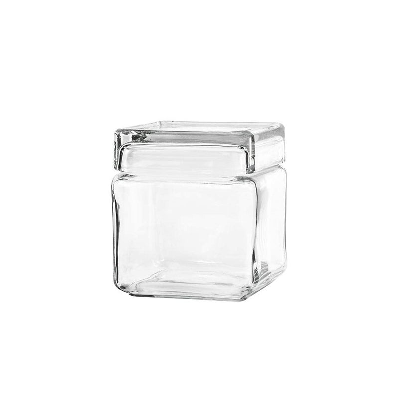 أنكور هوكينغ Anchor Hocking 85587r 1 Quart مربع قابلة للتكديس جرة تخزين زجاجية واضحة - Image 1