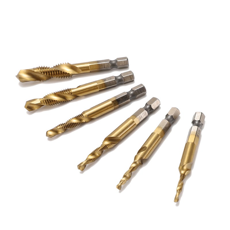 6Pcs Metal Drill Bit Set Hexagon Shank High-Speed Steel Drills Kit Twisted Drill Kit Screw Machine Compound Tap Hand Tools - Image 1