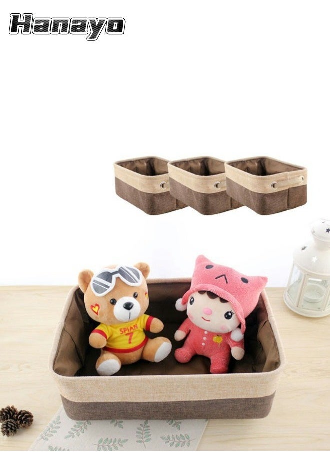 Hanayo 3 Pcs Storage Baskets Foldable Storage Box with Handle Storage Bins Closet Organizers Shelf Baskets Storage Bins for Clothing Toys Books(Coffee)  - Image 1