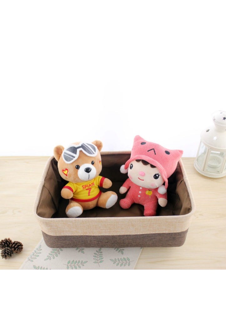 Hanayo 3 Pcs Storage Baskets Foldable Storage Box with Handle Storage Bins Closet Organizers Shelf Baskets Storage Bins for Clothing Toys Books(Coffee)  - Image 2