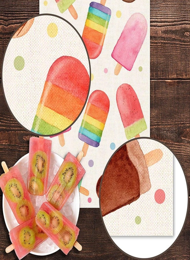 Pudodo Summer Popsicle Table Runner Ice Cream Themed Birthday Baby Shower Party Farmhouse Kitchen Dining Room Home Decoration (13" x 90") - Image 4