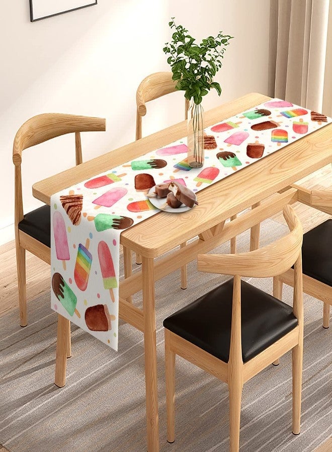 Pudodo Summer Popsicle Table Runner Ice Cream Themed Birthday Baby Shower Party Farmhouse Kitchen Dining Room Home Decoration (13" x 90") - Image 2