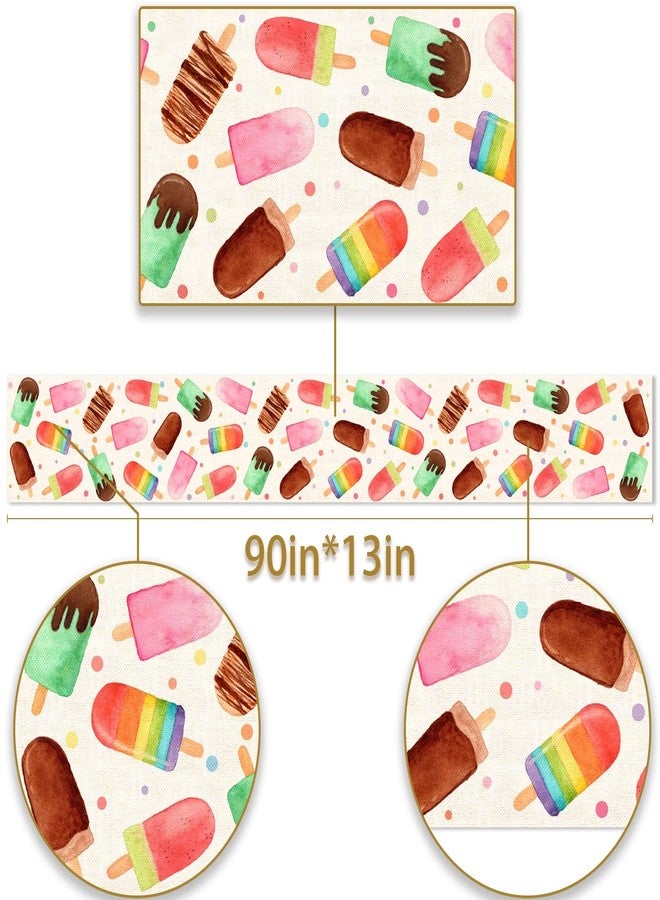 Pudodo Summer Popsicle Table Runner Ice Cream Themed Birthday Baby Shower Party Farmhouse Kitchen Dining Room Home Decoration (13" x 90") - Image 5