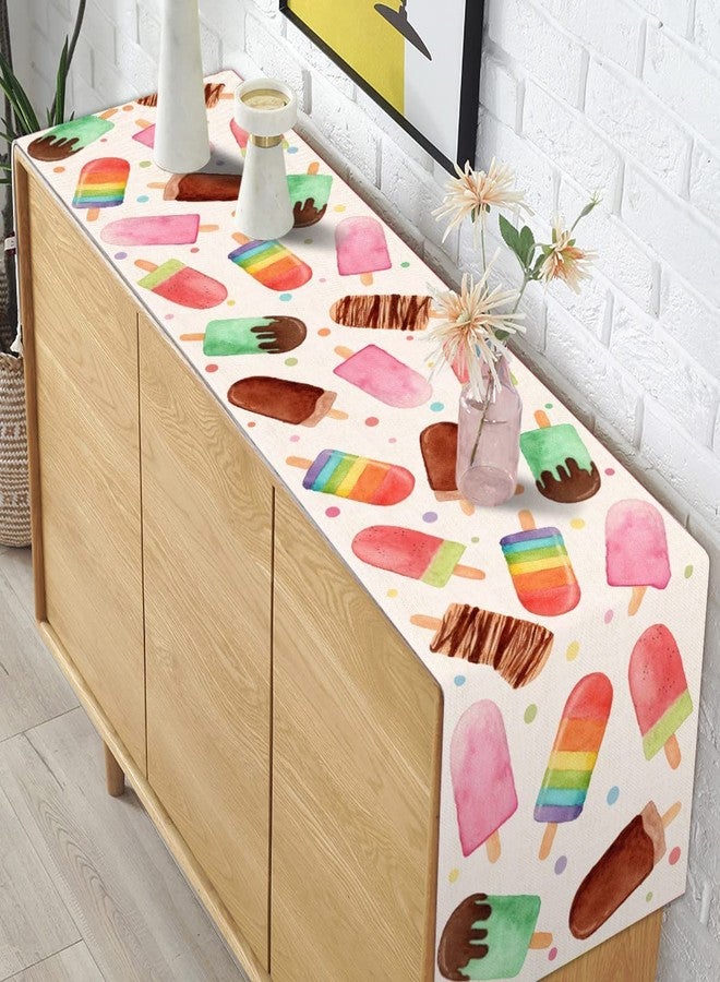 Pudodo Summer Popsicle Table Runner Ice Cream Themed Birthday Baby Shower Party Farmhouse Kitchen Dining Room Home Decoration (13" x 90") - Image 3