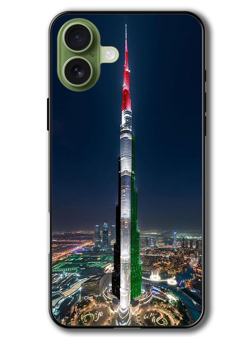 Theodor Case Compatible with Apple iPhone 17 6.3 Inch Protection Shockproof Bumper Cover Burj Khalifa UAE Flag - Image 1