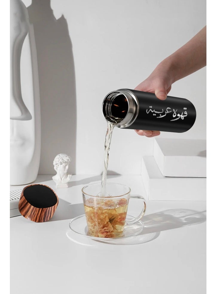 Aijmil 3pcs/set Coffee Insulated Cup Set With 2 Cups, Arabic Coffee Thermos, Insulated Cup Gift Box Set Includes 500ml Stainless Steel Thermos And 2 80ml Double-Layer Coffee Cups, Suitable For  Ramadan Gifts, Saudi National Day Gift. - Image 4