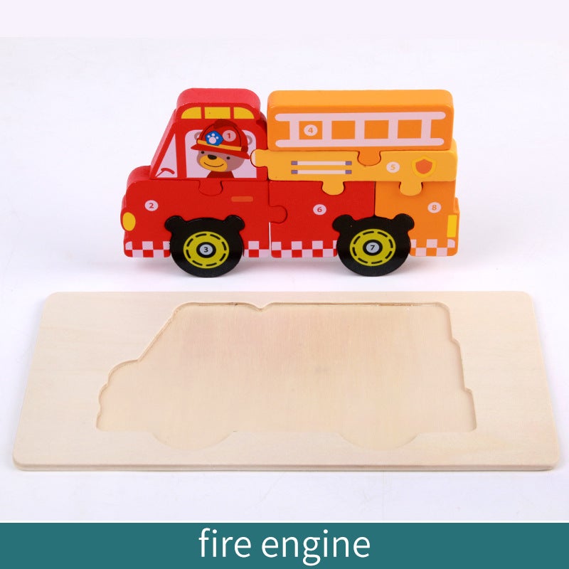 Wooden Children'S Educational Toys 4-6 Early Education Cognitive Product Wooden Animal Traffic Shape Matching 3D Puzzle - Image 1