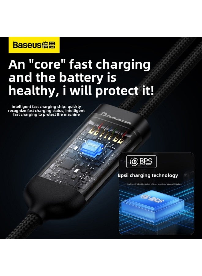 Two-in-one Data Cable Double Typec One-on-two PD100W Double Ctoc Port Fast Charging Car Phone Charging-Color:Black 1.2m [u/c To C+l+android] 100w Fast Charging Does Not Damage The Machine-others  - Image 3