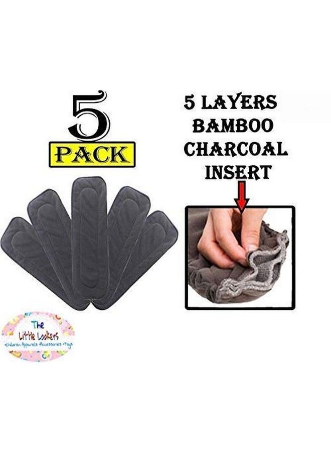 The Little Lookers 5 Layer Bamboo Charcoal Inserts Liners Pads Cloth Diaper Liner Wetfree Reusable Washable Cotton Diaper Nappy Inserts Charcoal Pads For Baby Cloth Diapers (Set Of 5)  - Image 4