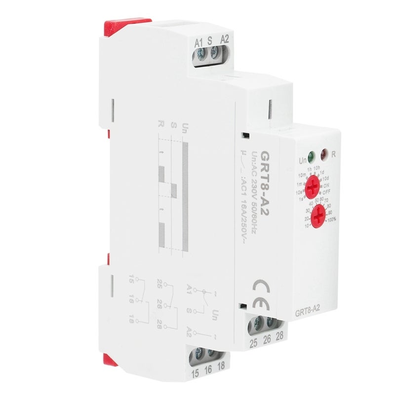 GEYA Time Relay: 18mm Wide 35mm Rail Mounting, Knob-Adjustable 0.1s To 10 Days Delay - Dual Function Modes, AC/DC 12~240V Wide Voltage, Led Status Indicator For Circuit Control Applications - Image 2